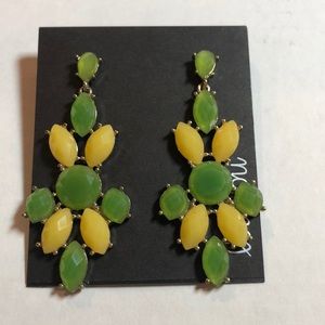 NWT Yellow Green Faceted Pierced Earrings